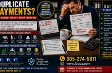 Is your business accidentally paying the same bill twice? When invoices are not reviewed carefully, duplicate payments can slip through, cash can leave the business unnecessarily, and vendor records can become confusing. What looks like a small accounting mistake can quietly reduce cash flow and create unreliable financial reports. At Lord Breakspeare Callaghan, we help business owners review accounts payable, identify duplicate payments, and prepare cleaner financial information. Do not wait until the problem becomes expensive. Call Lord Breakspeare Callaghan at 305-274-58-11 or visit www.lbcpa.com. Clarity. Compliance. Confidence.