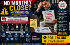Does your business close the books every month? When the books are not closed monthly, errors can carry forward, expenses may be missed, and financial reports can become unreliable. Without a regular monthly close, business owners may make decisions based on incomplete or outdated information. At Lord Breakspeare Callaghan, we help business owners close their books properly, review their numbers, and prepare cleaner financial information. Do not wait until the problem becomes expensive. Call Lord Breakspeare Callaghan at 305-274-58-11 or visit www.lbcpa.com. Clarity. Compliance. Confidence.