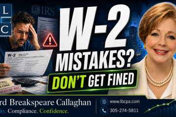 Are payroll records clean enough for accurate W-2 reporting? When payroll records are incomplete or incorrect, employee wages, tax withholdings, benefits, and year-end forms may not match. These mistakes can create filing delays, employee confusion, penalties, and unnecessary compliance problems. At Lord Breakspeare Callaghan, we help business owners review payroll records, organize year-end information, and prepare cleaner tax-ready financial information. Do not wait until the problem becomes expensive. Call Lord Breakspeare Callaghan at 305-274-58-11 or visit www.lbcpa.com. Clarity. Compliance. Confidence.
