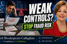 Could weak control expose your business to fraud? When approvals, access, and reviews are not clearly controlled, mistakes and unauthorized activity can go unnoticed. Weak control can open the door to duplicate payments, missing funds, inaccurate records, and serious financial damage. At Lord Breakspeare Callaghan, we help business owners strengthen internal controls, review accounting processes, and prepare cleaner financial information. Do not wait until the problem becomes expensive. Call Lord Breakspeare Callaghan at 305-274-58-11 or visit www.lbcpa.com. Clarity. Compliance. Confidence.
